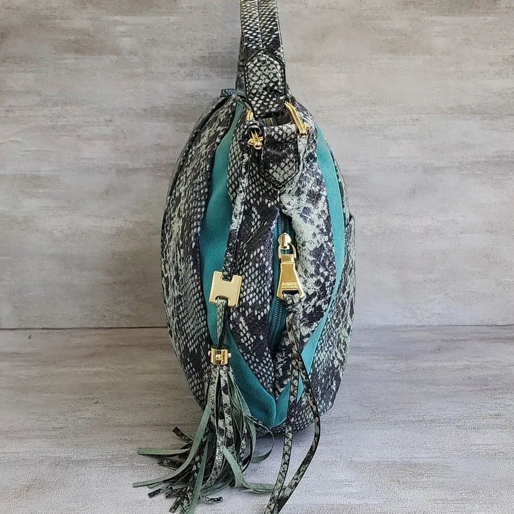 Aimee Kestenberg Tuscany Hobo Purse Shoulder Bag Suede Animal Print Leather